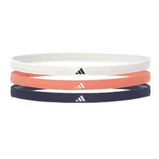 adidas 愛迪達 止滑運動髮帶3件組 ADAC-16204, 簡約白 + 珊瑚橘 + 海軍藍, 1組