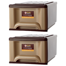 KEYWAY 聯府 抽屜整理箱 20L, 咖啡色, 2個