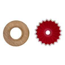 彩色陶瓷木托咖啡濾杯 Set, 2-4人份, 1盒, 紅色