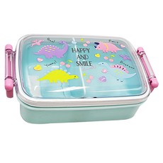 Skater 銀離子分格方形便當盒 450ml, 粉彩恐龍, 1個