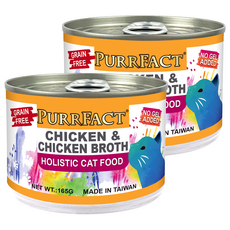 PURRFACT 波菲特 貓用主食罐 無穀糧 無添加膠質, 鮮嫩雞, 165g, 2罐