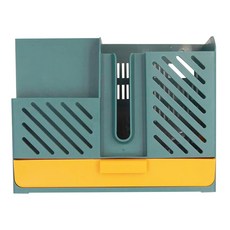 E.dot 壁掛式多功能餐具瀝水收納盒 藍綠色, 1個, 2