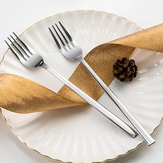 勞努里 全不鏽鋼 簡約線條 餐叉, 單色, 10個