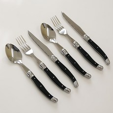 DALPAENGI LIVING Cuisine De Maman 雙人晚餐餐具組, 黑色, 勺子 2個 + 叉子 2個 + 刀 2個, 1組