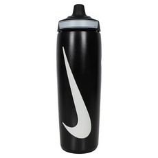 NIKE 耐吉 REFUEL BOTTLE 瓶蓋擠壓水壺 N100766609124 24 x 7cm 24oz, 黑白色, 700ml, 1個