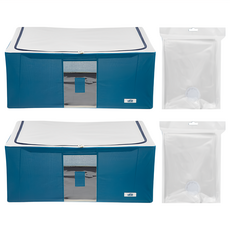 comet 床底收納箱 112L + 透明真空壓縮袋, 海軍藍, 2組