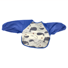 日本千趣會 多功能防水衣 長袖圍兜 - 藍鯨魚, 棉/防水面EVA塑酯加工，尺寸35x27cm，重量51克, 1件