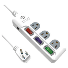 WeiTien 威電 3開3插電腦線 過載自動斷電 阻燃防火PC料, 4.5m, 白色, 1個