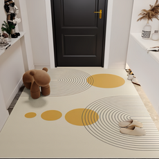 北歐風玄關PVC皮革地墊 80 x 120cm, 挽清風 米白色 + 橘色, 1個