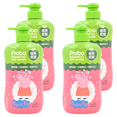 Probo 博寶兒 植萃洗髮露 佩佩豬, 大小燕麥植萃精華 滋養髮絲, 含人蔘精華 強健髮根, 卡通人物外包裝, 650ml, 4瓶