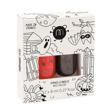 nailmatic KIDS 萬聖節水漾亮彩兒童指甲油組, 8ml x 2, 美化指甲, 閃亮黑 + 活潑橙, 1組