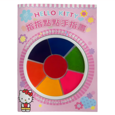 StarQ 明日工作室 Hello Kitty 指指點點手指畫, 7色彩印泥組+8張著色畫卡, 28 x 21 x 1.8cm, 8張, 1組