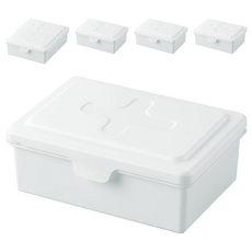 inomata 掀蓋式濕紙收納盒, 內外蓋雙層設計, 物品不易髒污, 也可當作嬰兒濕紙巾和口罩收納盒, 白色, 6個