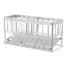 304不鏽鋼菜瓜布瀝水架, 靈活分隔設計, Silver, 1個