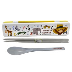Skater 兒童餐具湯匙筷子組, 筷子 180mm + 湯匙 180mm + 盒子 188 x 47 x 18mm, 好奇的喬治 動物園, 1組