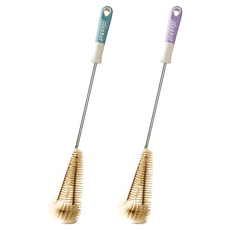 無死角長柄去污清潔杯刷 尼龍刷頭 符合人體工學, 紫色/藍色 顏色隨機, 1組