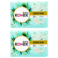 Kotex 靠得住 茶樹舒涼 涼感衛生棉 3分微涼, 23cm, 18片, 2包