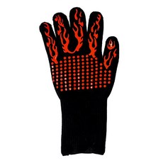 耐高溫手套 紅色火焰款 棉+矽膠材質 防滑隔熱 烤箱微波爐適用, 1個