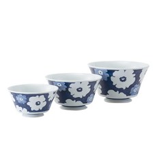 Saikai 西海陶器 波佐見燒 多容量丼飯碗3件組, 藍花紋, 1組