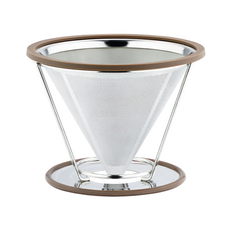 Pearl Horse 寶馬 附架不鏽鋼濾器 1-4杯, 1個, 不銹鋼材質濾網, 雙層濾網