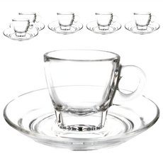 Ocean Glass 可啡濃縮咖啡杯盤組 70ml 玻璃材質, 透明, 6組