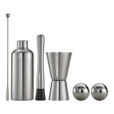 SodaStream 調酒工具組 含雪克杯 搗碎棒 攪拌匙 品牌冰球, 1組, 不銹鋼