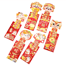 好運連連立體抽拉式創意紅包袋 財源滾滾 9x17cm, 6個