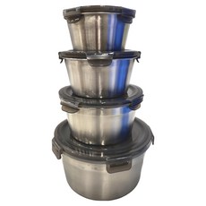 圓形不鏽鋼保鮮碗 304不鏽鋼材質, 4個, 1組