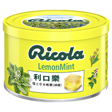 Ricola 利口樂 瑞士草本喉糖, 檸檬薄荷風味, 精選13種草本植物, 添加檸檬香氣, 100g, 1罐