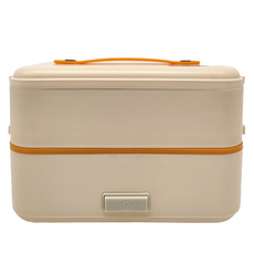 電熱便當盒 雙層, 304不鏽鋼餐盒, 多種搭配不串味, 黃色, 1個