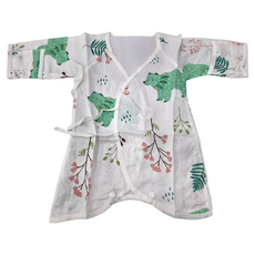 OhBabyLying 蝴蝶紗布衣, 嬰兒服, 綠色熊熊, 100%棉, FREE SIZE