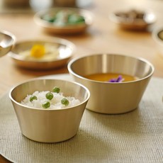 Notdam 現代風韓式銅器飯碗湯碗組, 1套, 飯碗 + 湯碗, 金色