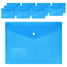 DaTaBanK 三田文具 橫式鈕扣公文袋 透明PP材質 牢固不脫落 防水防塵 名片袋設計, A4, 12個