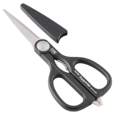 NIKKEN 多用途可拆式廚房剪刀 附保護套日本製 黑色, 全長230mm 刃長80mm, 1支