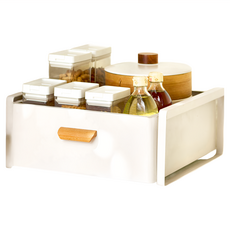 HAPPY LiFE 廚房抽屜式拉籃 一層 碳鋼+五金配件, 白色, 1個