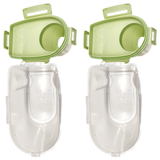 密封儲米罐 寵物飼料儲糧塑膠桶 3公斤 PP材質 淡粉 雙重密封 四邊卡扣設計, 綠, 2個, 1.7L