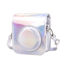 拍立得單肩PU保護套相機收納包 mini12適用 幻彩銀, 單一商品, 1個