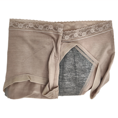 GIAT 吉亞特 石墨烯柔感防漏生理褲 蕾絲款 加大防漏60% 搭配衛生棉 抑菌除臭 天絲莫代爾 親膚纖維, L, 拿鐵膚