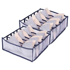 日式簡約設計分隔收納 2件組 透明整理盒, 32 x 32 x 12cm, 透明黑藍大6格, 1組