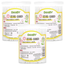 DOOBY 大眼蛙 抗菌塑軸棉棒 細, 遠紅外線加工處理, 260支, 3罐