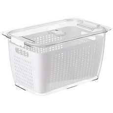 上手家居 瀝水保鮮盒 白色 4.5L, 1個, 1入