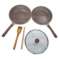 Kinyo Mauve 陶瓷不沾雙鍋三件組, 平煎鍋 + 炒鍋 + 鍋蓋, PO-2360, 1組