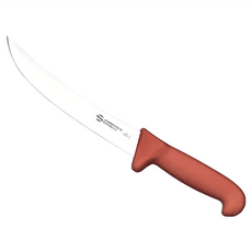 AMBROGIO SANELLI 山里尼 BBQ彎切肉刀 窄版 21cm 義大利製 德國特殊不鏽鋼 高級TPE手柄, 瑪瑙紅色, 1支