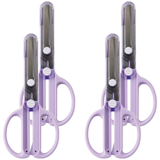 KUTSUWA STAD 兒童安全剪刀 附蓋 防膠刀片, 紫色, 4支