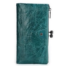 RFID真皮頭層牛皮10卡位雙零錢袋女士口金包皮夾錢包長夾女夾 LH967 215g 1個