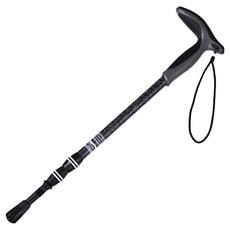 Pioneer 開拓者 新大陸碳纖維彎把避震登山杖 收納49cm 調節長度49-100cm 重量186g, 收納49cm,伸長49~100cm, 黑色, 1支