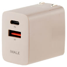 Iwalk 玩色計畫 閃充快充頭, 小巧便攜, 30W快充, 智能溫控, 28mm, 錫蘭奶, 1個