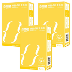 凱娜 導管式衛生棉條 100%有機棉體, 普通型, 12支, 3盒