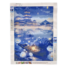 鑽石畫 30*40 適用年齡：14 歲以上, 塔和小船, 1個