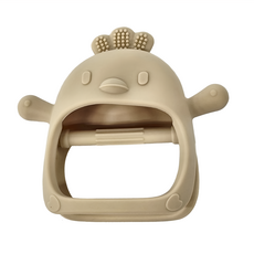 小雞固齒器 2入組, 食品級矽膠材質，耐熱溫度-40°C - 200°C, 40g, 米色, 1組